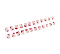 Valentine Press On Nails Piazza Falso Lucido Disegni Falso Full Covers Acrilico Artificiale 24pcs 12 Dimensioni Colle Acriliche Su Unghie Per Le Donne