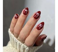 Valentine Press Sulle Unghie Mandorla Finte Unghie Lucide Disegni Finte Unghie Finte Coperture Complete Chiodi Acrilici Artificiali 24pcs 12 Dimensioni