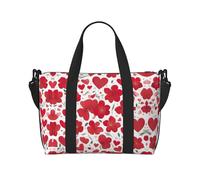 Valentine Reds - Borsa a tracolla con stampa floreale e cuore, borsa da viaggio con cerniera, stile casual, per viaggi nel fine settimana e shopping in palestra, Nero , Taglia unica, Borsa da viaggio