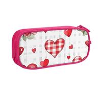 Valentine Rose Astuccio per ragazzi e ragazze Buffalo Plaid grande portapenne scrivania cancelleria organizzatore matita astuccio per scuola ufficio borsa per trucco con cerniera, Blu, 21x5x10.5cm