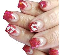 Valentine Unghie finte quadrate a pressione su acrilico Full Covers False Stick On Gloss Artificial Valentine Press On Nail