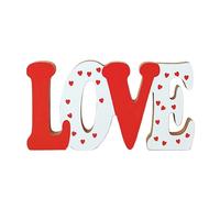 Valentine Wooden Block Sign - Red Table Decor, Rustic Romance Desk Accent Gift Display | Charming Love Quote Ornament For Home Wedding Birthday Party Shelf Tovaglia Entryway Celebration Photo Props