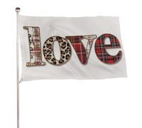 Valentine Word Love con Leopard Plaid Pattern Flag 3x5 Ft Outdoor Garden Bandiere Banner Decor Per Cortile Portico Prato Fattoria