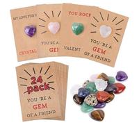 Valentines Cards for Kids Teens,24Pcs Funny Valentine Exchange Card Gift with Heart-Shape Crystal Stone Valentine Exchange Card Funny Gift for Boys & Girls, Classroom School forty Favors