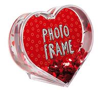 Valentines Cornice portafoto a forma di cuore, con coriandoli, idea regalo per lei o lui, regalo per tutte le occasioni, 9,5 x 8,5 x 3,4 cm, colore: rosso