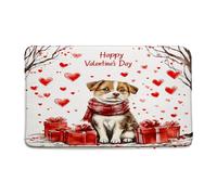 Valentine'S Cute Dog Red Falling Heart Romantic Love Tree Funny Puppy Sweet Pet Lover Modern Tappeti Da Bagno Trappola Sporco Zerbino Ingresso Antiscivolo Zerbino Asciugapassi Per Doccia 40X60Cm