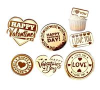 Valentine's Day Cupcake Toppers | Acrylic Romantic Sign, Heart Cupcake Toppers for Baking Cookie Wedding Treats Food Mothers Use, Handy Piece For Daily Celebration And Simple