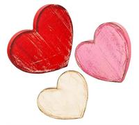 Valentine's Day Decorations,Red Pink White Wood Heart Signs,Rustic Valentines Day Decorations for Tiered Tray Decorations,Romantic Wood Home Décor for Valentine's D-ay Home Shelf Fireplace Weddings