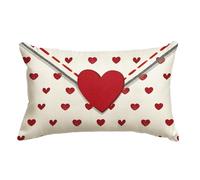 Vãlentine's Day Eñvelope Pillow Cover - Easy Closure & -Resistant Fabric | Red Heart White Background Anniversar Wedding Design | Perfect For Couples, Romantic Home Decor, Divano & Bed Accent, M