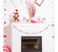 Valentines Day Garland- Setup Props, Wedding Decorations, 8.2ft Felt Romantic Heart Banner | Valentines Home Decor | For Home Bedroom Fireplace Party Wall Table Farmhouse Product Size: About