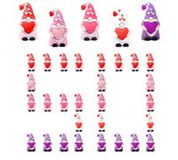 Valentines Day Gnomes Figurines - Romantic Heart Design, Tiny Rubber Dwarf Statues, 25 Piece Tabletop Sculpture Decor, Whimsical Love Gnome Figurines, Home Wedding Shelf Party Classroom Decoration