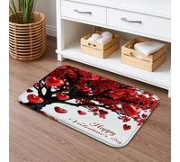 Valentine'S Day Heart Tree Romantic Red Flower Zerbino Ingresso Morbido Tappeto Entrata Assorbente Tappeti Da Bagno Per Esterno Corridoio Vasca 40X60Cm