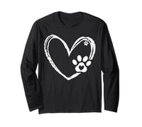 Valentines Day Paw Dog Heart Paws Cute Dog Cat Lover Maglia a Manica