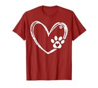 Valentines Day Paw Dog Heart Paws Cute Dog Cat Lover Maglietta