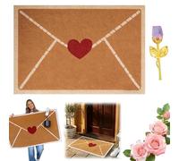 Valentine's Day Red Heart-Shaped Envelope Outdoor Faux Coconut Fiber Doormat, Heart-Shaped Envelope Doormat, Valentine Rug Outdoor, Wear-Resistant Non-Slip for Home Decor (A,19.69*31.50 in)