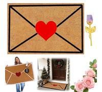 Valentine's Day Red Heart-Shaped Envelope Outdoor Faux Coconut Fiber Doormat, Heart-Shaped Envelope Doormat, Valentine Rug Outdoor, Wear-Resistant Non-Slip for Home Decor (B,31.50*47.24 in)