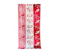 Valentines Foil Fringe Curtains, Heart Chain Tinsel Backdrop, 100x200cm, 80g, PET Material, Bright Colors, Reusable Decoration, for Family, Home, Indoor, Outdoor, Party, Events, Celebrations