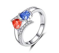 Valentine's Gift Ring Natural Double Heart Gemstones Bride Princess Wedding Ring Blue Red Size 9 Creative And Exquisite Workmanship Nice processing