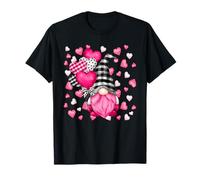 Valentines GNOME for Women Men Couples Cute Heart Pattern Maglietta