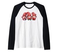 Valentines Gnomes Love Graphic for Women Cute Heart Maglia con Maniche Raglan