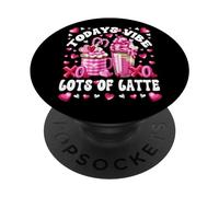 Valentines Graphic Pink Latte Love Funny Coffee Quote PopSockets PopGrip Adesivo