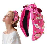 Valentines Headband With Ears, Valentines Day Headband For Adults, Sparkly Valentines Headband, Valentines Day Hairband, Valentines Headband For Parties, Valentines Day Themed Headband, Heart Headband