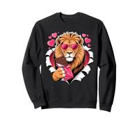 Valentines Lion with Chocolate Hearts Romantic Felpa