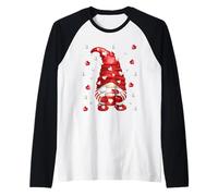 Valentines Mom GNOME Women Love Heart Pattern Cute Coffee Maglia con Maniche Raglan