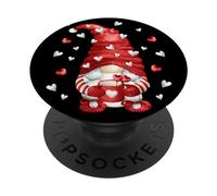 Valentines Mom Gnome Women Love Heart Pattern Cute Coffee PopSockets PopGrip Adesivo