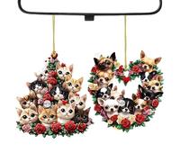 Valentine's Ornaments - Valentine's Tree Decorations | Christmas Tree Ornaments | Cartoon Animal Acrylic Tree Ornaments, Albero Ornament, Romantic Cat Dog Car Rear Accessories, Flat Dangle Decoration