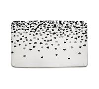 Valentine'S Romantic Black White Heart Dreamy Falling Hearts Cute Sweet Lover Couple Modern Zerbino Ingresso Morbido Tappeto Da Bagno Antiscivolo Zerbino Asciugapassi Per Doccia Esterno 40X60Cm