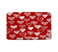 Valentine'S Romantic Red Heart Abstract Geometric Doodle Art Sweet Lover Couple Modern Tappeto Entrata Antiscivolo Zerbino Asciugapassi Morbido Zerbino Ingresso Per Vasca Cucina 40X60Cm