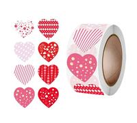 Valentines Stickers - Decorative Label Roll | 500 Pieces Heart Shape Labels, For Valentine's Day Wedding Party Classroom Workplace Birthday Celebration Home