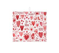 Valentine'S - Tappetino scolapiatti a forma di cuore, per bancone della cucina, romantico motivo floreale, assorbente, in microfibra, per bancone della cucina, 40,6 x 45,7 cm