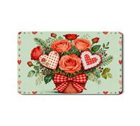 Valentine'S - Tappetino scolapiatti floreale per bancone della cucina, tappetino in gomma assorbente con rosa rossa, tappetino scolapiatti rustico in pelle sintetica per bar, 30,5 x 50,8 cm