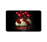 Valentine'S - Tappetino scolapiatti floreale per bancone della cucina, tappetino scolapiatti in gomma assorbente con rosa rossa, tappetino scolapiatti a forma di cuore in pelle PU, per decorazione