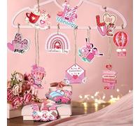 Valentine's Wooden Ornaments, Hangable Valentine's Pendants of 12, Day Tree Decorations, Romantic Holiday Ornaments for Indoor & Outdoor, 1 Set, Easy to & Display