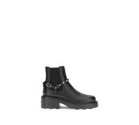 Valentino Garavani Black Calf Leather Bos Taurus Ankle Boots - EU37.5/US7.5