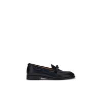 Valentino Garavani Black Calf Leather Bos Taurus Slip-On Loafers - EU40/US7