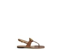 Valentino Garavani Brown Calf Leather Bos Taurus Flat Sandals - EU37.5/US7.5