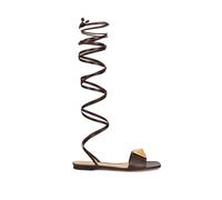 Valentino Garavani Brown Leather Strap-On Sandals - EU37.5/US7.5
