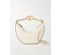 Valentino Garavani Ivory Leather Small Hobo Vlogo Shoulder Bag