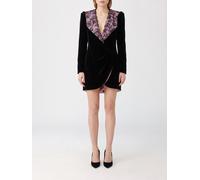 VALENTINO GARAVANI Mini abito blazer in crêpe con inserti in pizzo e collo a scialle 42 Nero