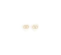 Valentino Garavani - Orecchini V Logo Signature con Perle - - Accessories - Donna - Beige - ONE SIZE