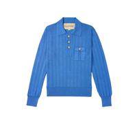 Valentino Garavani - Polo a maniche lunghe in cotone a coste - - Tops - Uomo - Blu - L