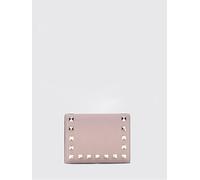 VALENTINO GARAVANI Portafoglio bifold piccolo Rockstud in pelle di vitello a grana con borchie OS Cipria