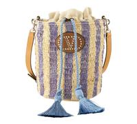 Valentino Garavani - Small Striped Raffia Bucket Bag - - Bags - Donna - Multicolore - ONE SIZE