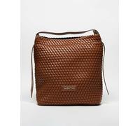 Valentino - Shantel - Borsa da spalla extra larga color cuoio intrecciata-Marrone No Size