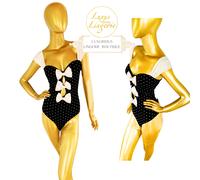 VALENTINO STRING BODY Di Wolford M Cup B Nero Avorio In BOX Punteggiatura Fiocco