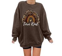 Valentione's Day Top Camicie Donna Manica Lunga Calda Felpa con Stampa Amore Casual Scollo A O Camicia Casual Camicetta Maglione, caffè, L